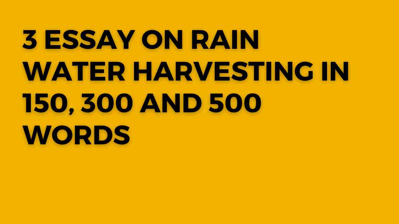 Essay on Rain Water Harvesting
